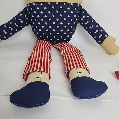 Handmade Plush Sitter Doll American Patriotic Humpty Dumpty 24" & Mini Vintage - Thumbnail 9