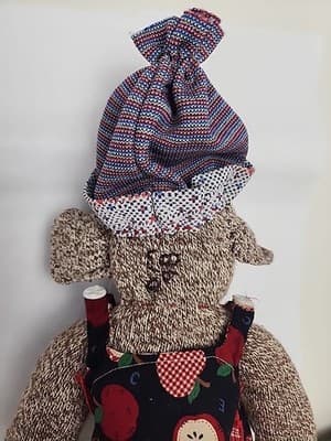 Vintage 1998 Sock Monkey second smile on butt Apple apron Hat 24" - Thumbnail 6