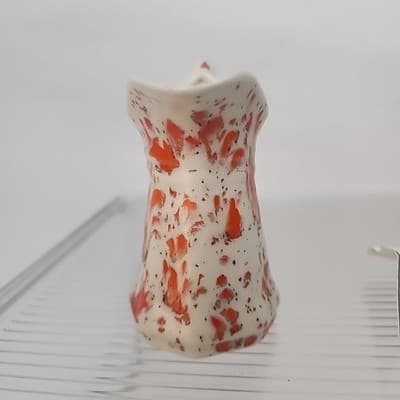 Vintage Orange Spongeware Mini Pitcher Creamer Marked "VT" 3.5” Cottagecore - Thumbnail 3