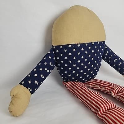 Handmade Plush Sitter Doll American Patriotic Humpty Dumpty 24" & Mini Vintage - Thumbnail 8