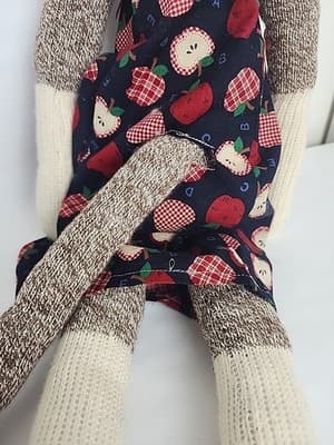 Vintage 1998 Sock Monkey second smile on butt Apple apron Hat 24" - Thumbnail 9