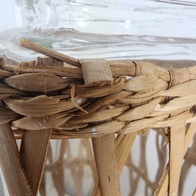 Lidded Seagrass Glass Wicker Boho Retro Square Storage Jar Vintage Set of 4 - Thumbnail 13
