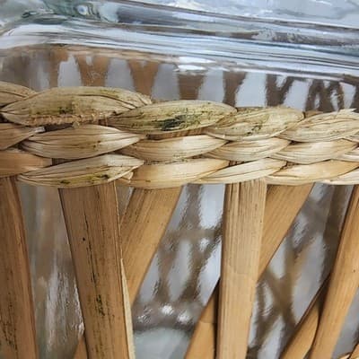 Lidded Seagrass Glass Wicker Boho Retro Square Storage Jar Vintage Set of 4 - Thumbnail 12