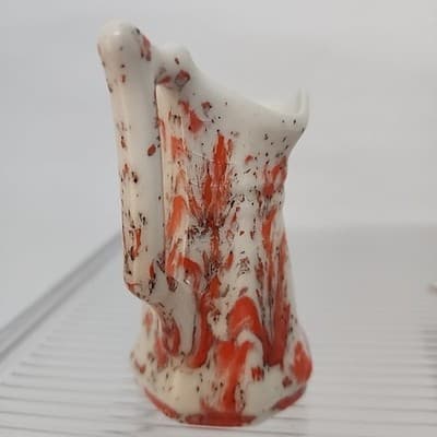 Vintage Orange Spongeware Mini Pitcher Creamer Marked "VT" 3.5” Cottagecore - Thumbnail 5