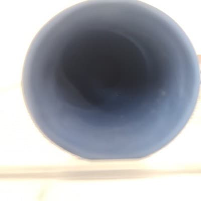 German Jasperware Mini Bud Blue Vase 3.25" Vintage woman holding harp relief - Thumbnail 5