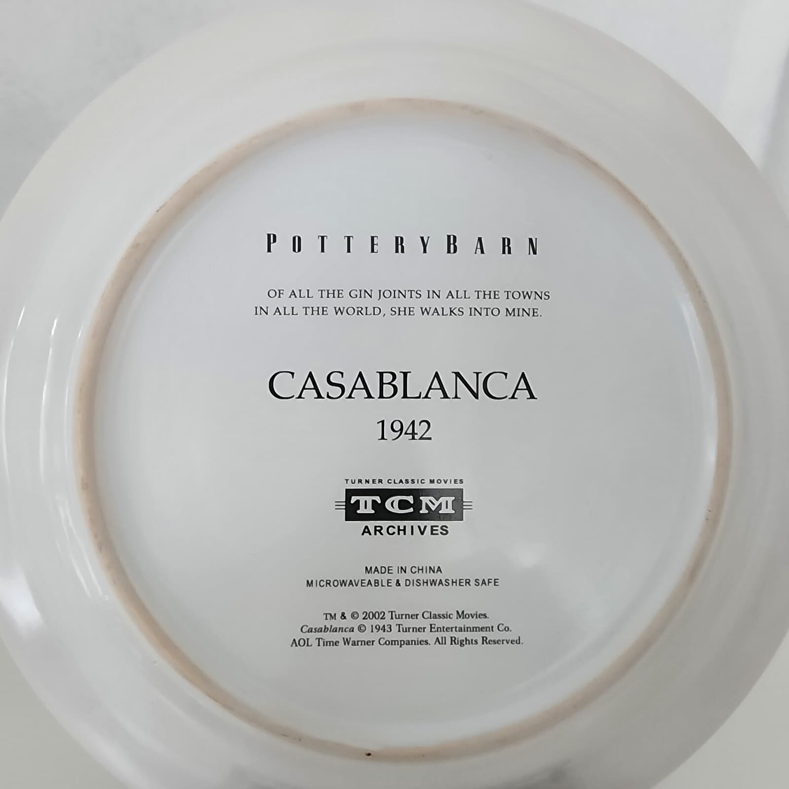 Pottery Barn Collectible Plates Casablanca Cinema Poster Warner Bros. Bogart - Thumbnail 6