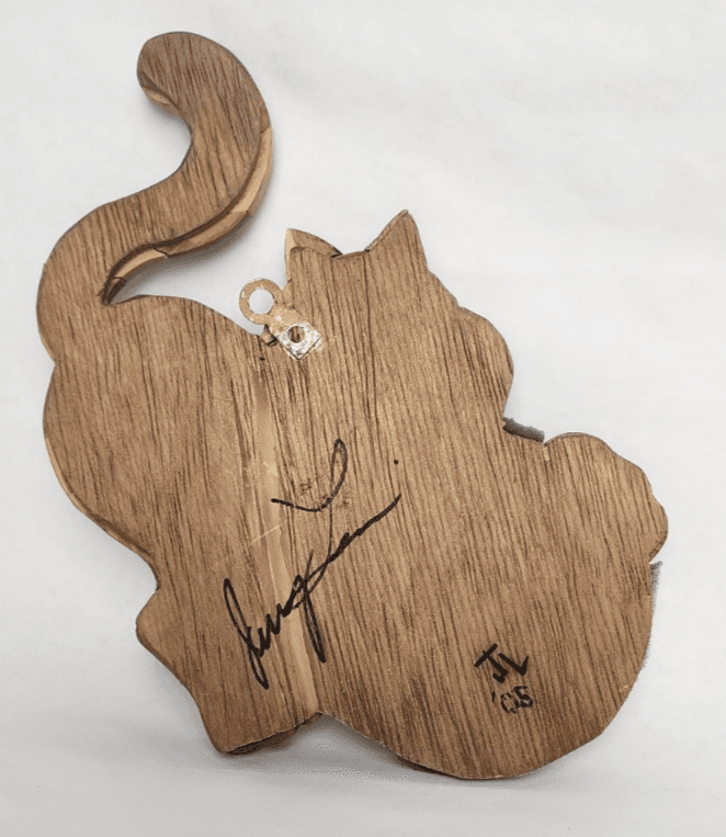 Wooden Cat Push Pin Wall Decor 2005 Vintage Signed JL - Thumbnail 9