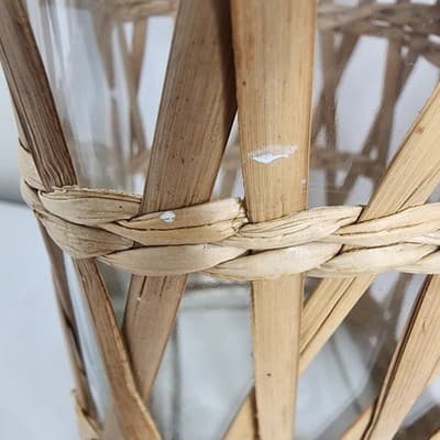 Lidded Seagrass Glass Wicker Boho Retro Square Storage Jar Vintage Set of 4 - Thumbnail 9
