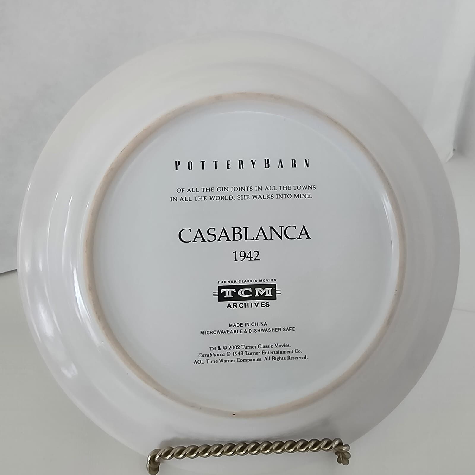 Pottery Barn Collectible Plates Casablanca Cinema Poster Warner Bros. Bogart - Thumbnail 5