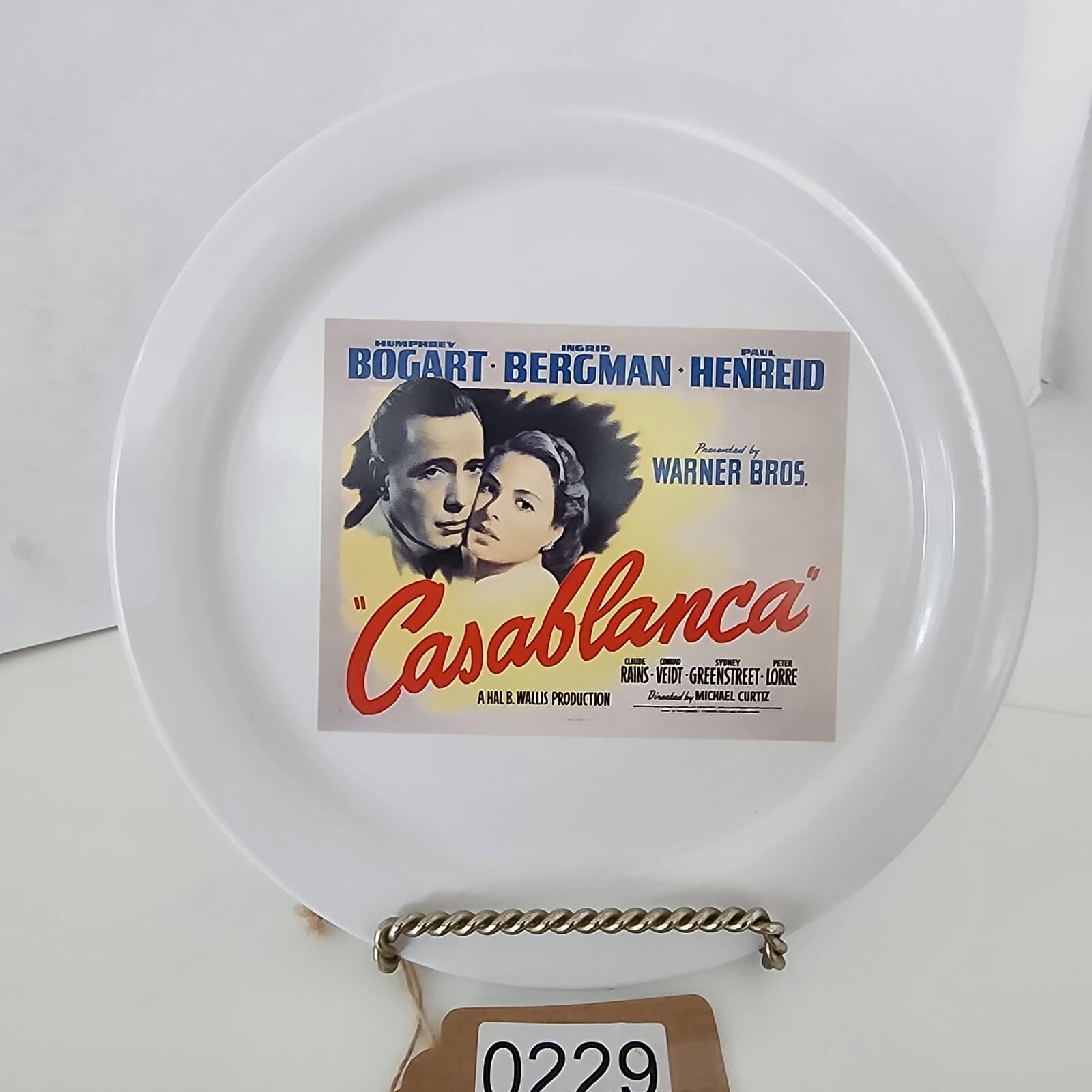 Pottery Barn Collectible Plates Casablanca Cinema Poster Warner Bros. Bogart