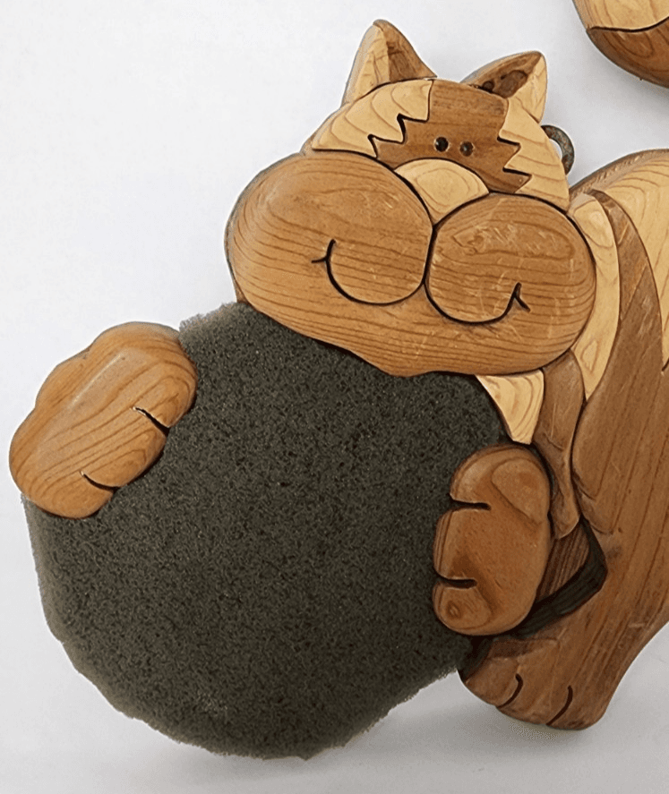 Wooden Cat Push Pin Wall Decor 2005 Vintage Signed JL - Thumbnail 7
