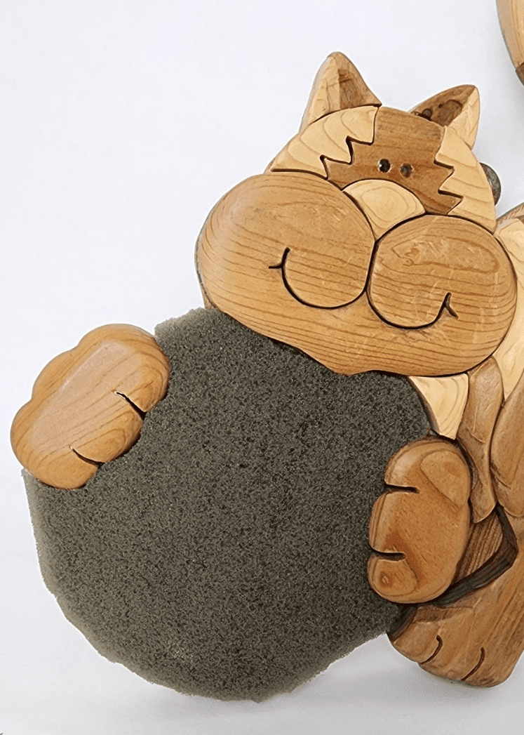 Wooden Cat Push Pin Wall Decor 2005 Vintage Signed JL - Thumbnail 10