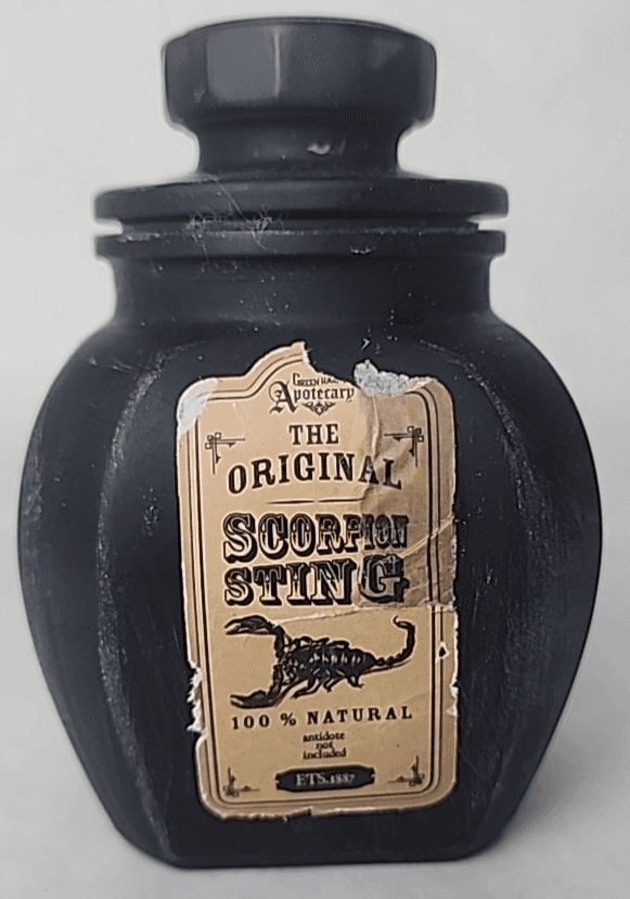 Scorpion Sting Apothecary Jar Handcrafted Black Aged Style Label - Thumbnail 4