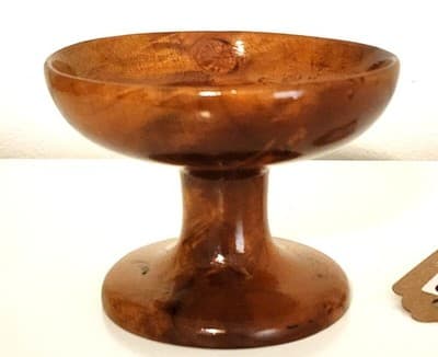 Vintage Authentic Oregon Myrtlewood 5" Round Candy Dish Natural Color Grain - Thumbnail 2