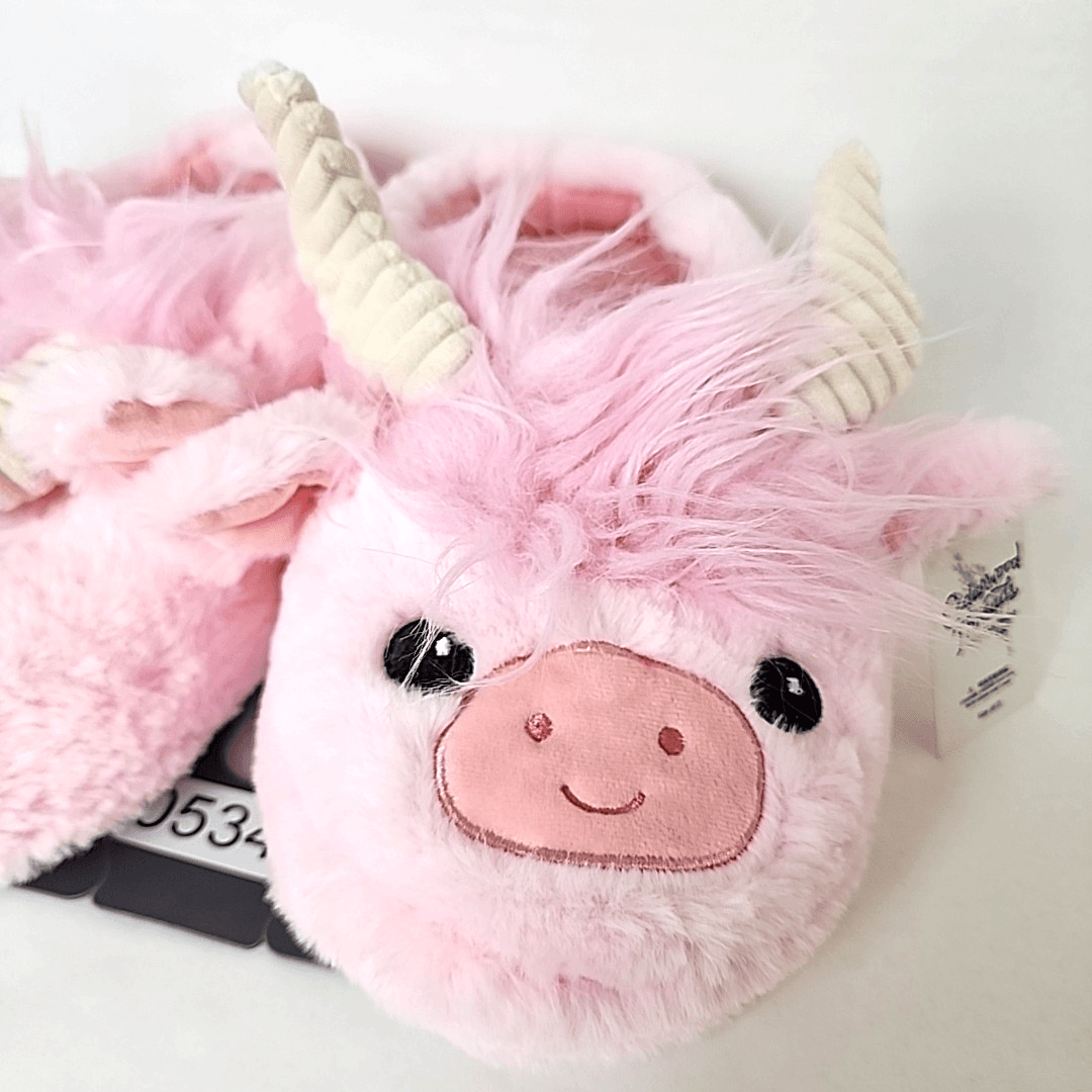 Cedarwood Threads Pink Fuzzy Cow Animal Youth Slippers Size 6/7 Hobby Lobby - Thumbnail 2