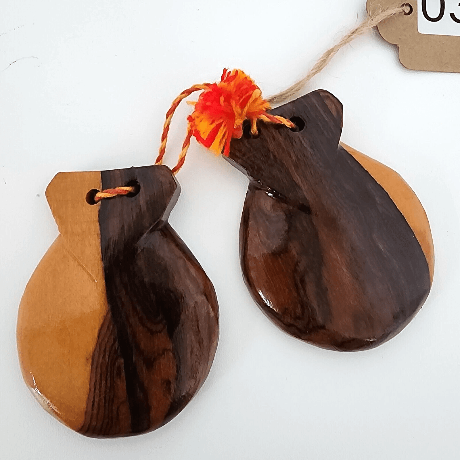 Hand Carved Wooden Vintage Noisemakers Percussion Set Of Castanets Wood Clapper - Thumbnail 3