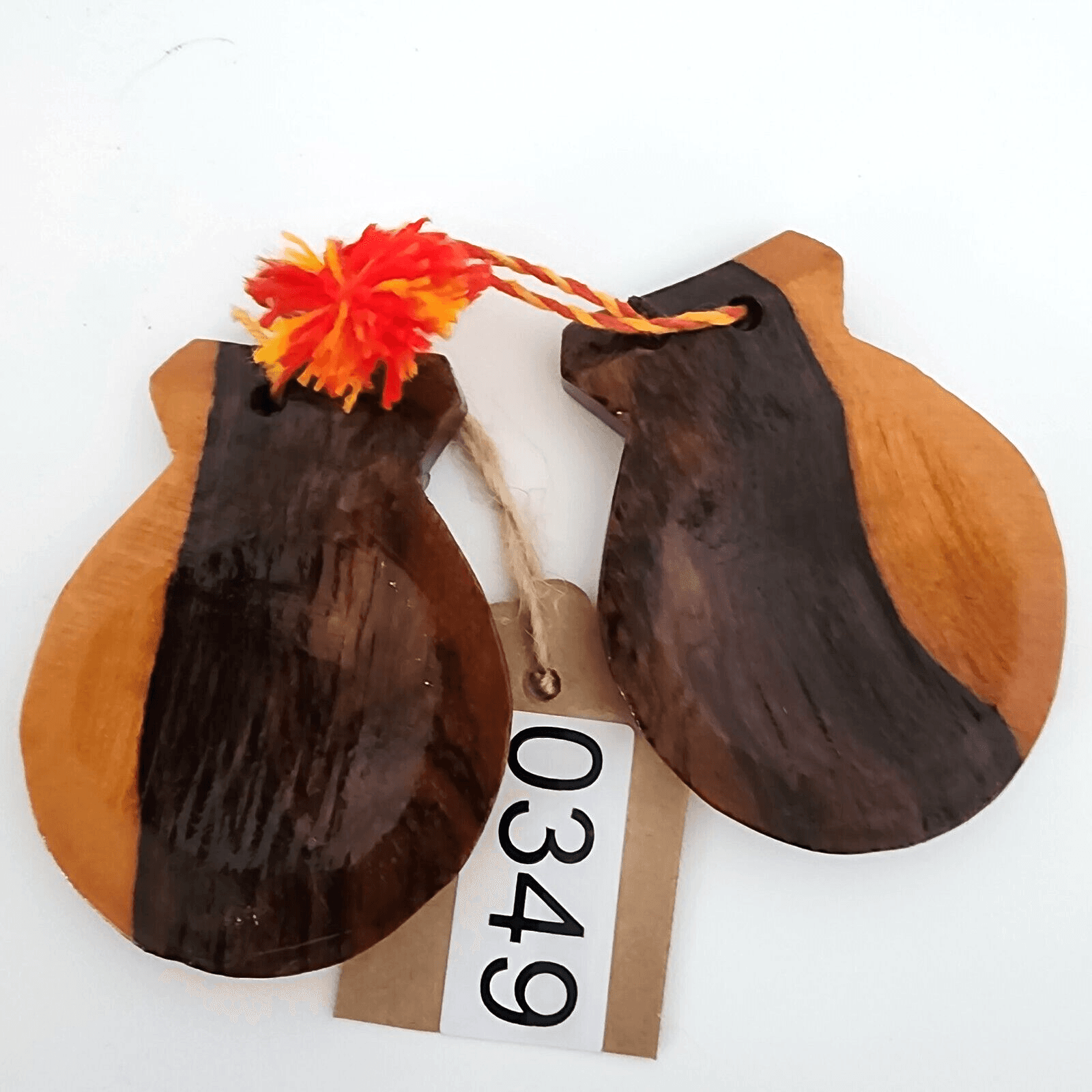 Hand Carved Wooden Vintage Noisemakers Percussion Set Of Castanets Wood Clapper - Thumbnail 2