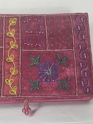 Ancient Jewish Hamsa Hand of Fatima Moroccan Judism Vintage Brass Velvet Box - Thumbnail 15