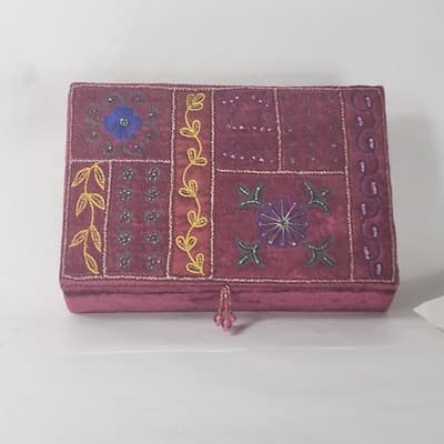 Ancient Jewish Hamsa Hand of Fatima Moroccan Judism Vintage Brass Velvet Box - Thumbnail 13