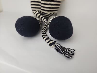 Vintage sock zebra doll 22" Black Cream knitted - Thumbnail 19