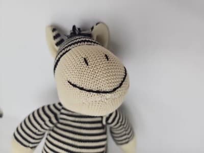 Vintage sock zebra doll 22" Black Cream knitted - Thumbnail 8