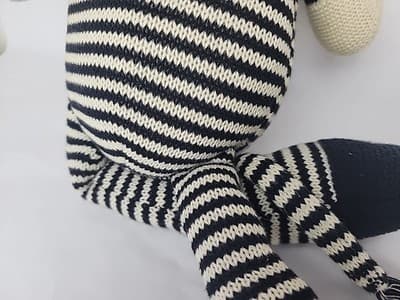 Vintage sock zebra doll 22" Black Cream knitted - Thumbnail 11