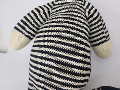Vintage sock zebra doll 22" Black Cream knitted - Thumbnail 10