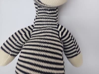 Vintage sock zebra doll 22" Black Cream knitted - Thumbnail 9
