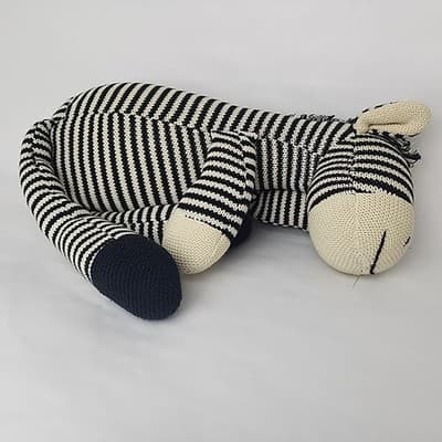 Vintage sock zebra doll 22" Black Cream knitted - Thumbnail 5