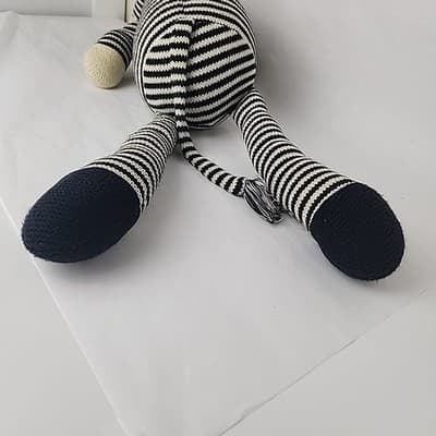 Vintage sock zebra doll 22" Black Cream knitted - Thumbnail 7