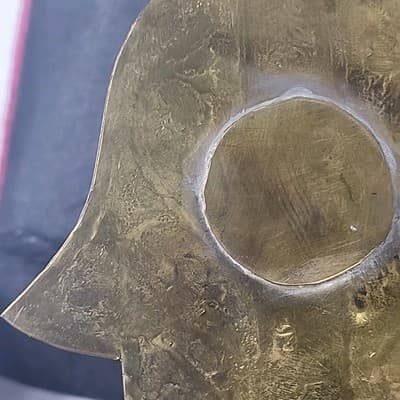 Ancient Jewish Hamsa Hand of Fatima Moroccan Judism Vintage Brass Velvet Box - Thumbnail 9
