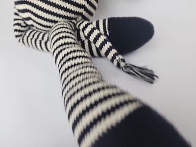 Vintage sock zebra doll 22" Black Cream knitted - Thumbnail 12