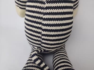 Vintage sock zebra doll 22" Black Cream knitted - Thumbnail 17