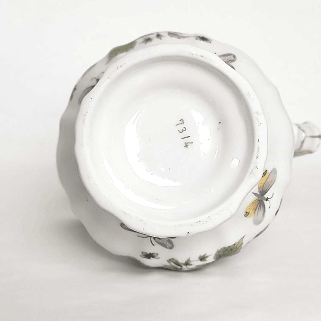 Japan Vintage Porcelain Pitcher Ardault Strawberry & Butterfly Pattern Stamped - Thumbnail 5