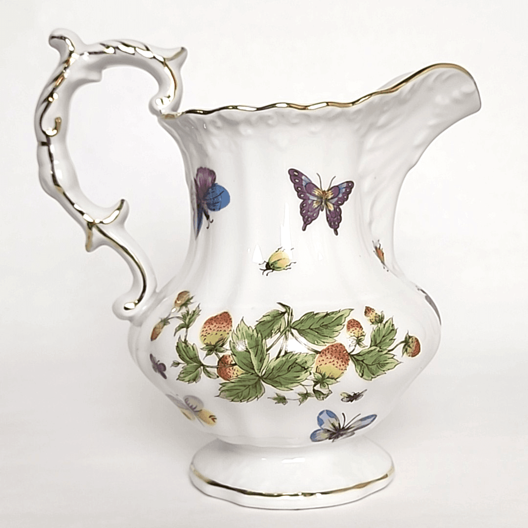 Japan Vintage Porcelain Pitcher Ardault Strawberry & Butterfly Pattern Stamped - Thumbnail 3