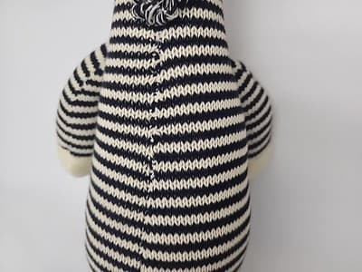 Vintage sock zebra doll 22" Black Cream knitted - Thumbnail 16