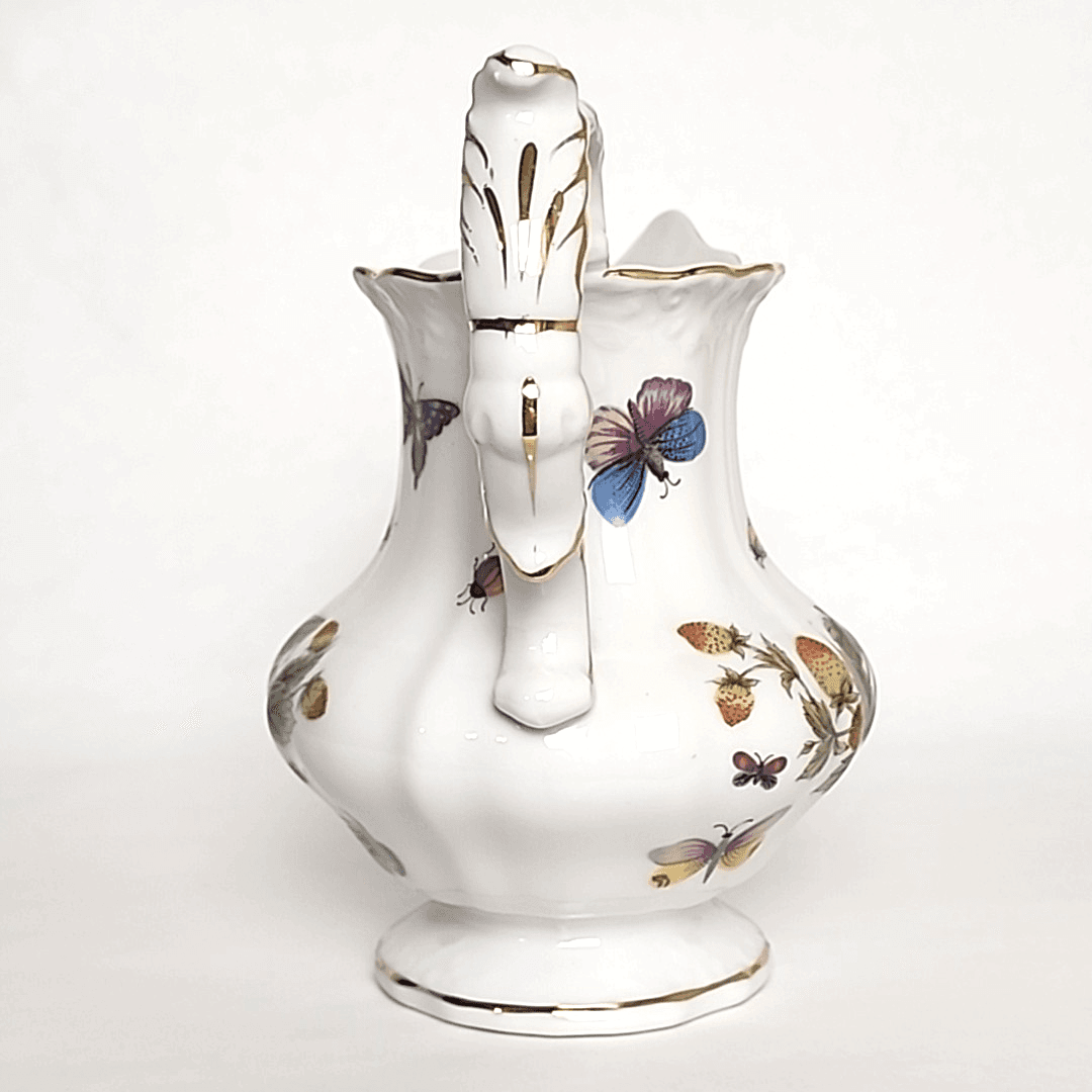 Japan Vintage Porcelain Pitcher Ardault Strawberry & Butterfly Pattern Stamped - Thumbnail 4