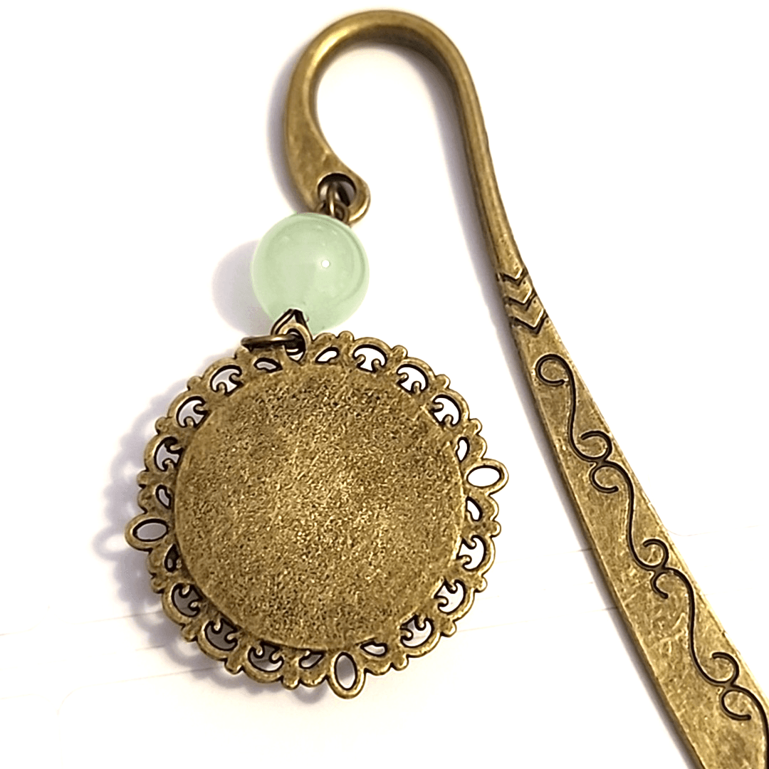 ~4.5” Bronze-tone Metal Hook Bookmark ~1” Iris Floral Dangle Pendant New - Thumbnail 4
