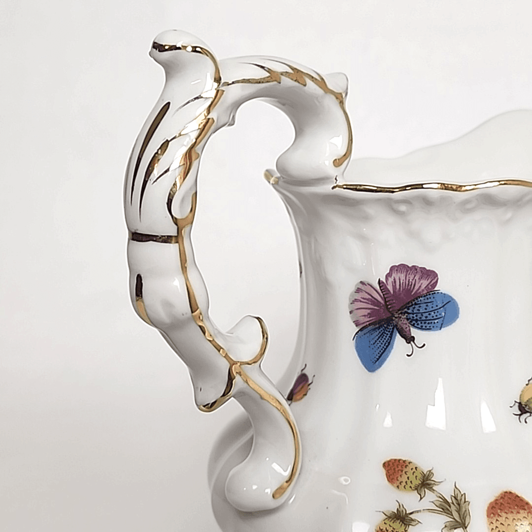 Japan Vintage Porcelain Pitcher Ardault Strawberry & Butterfly Pattern Stamped - Thumbnail 7