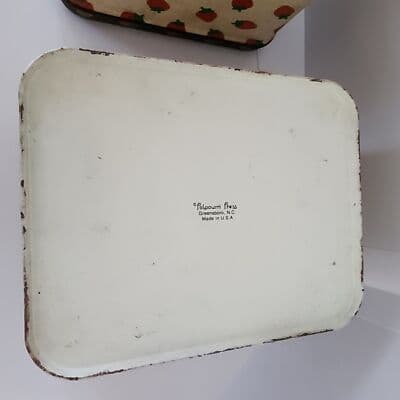Vintage Strawberry Tin Canister Set Made in USA Red White Brown Potpourri Press - Thumbnail 9