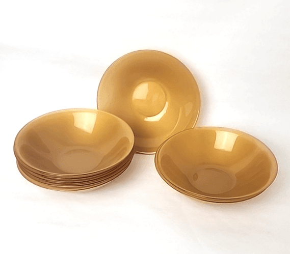 Arcopal "ARC" France Rare Color Champagne Gold Set of 8 Bowls Vintage