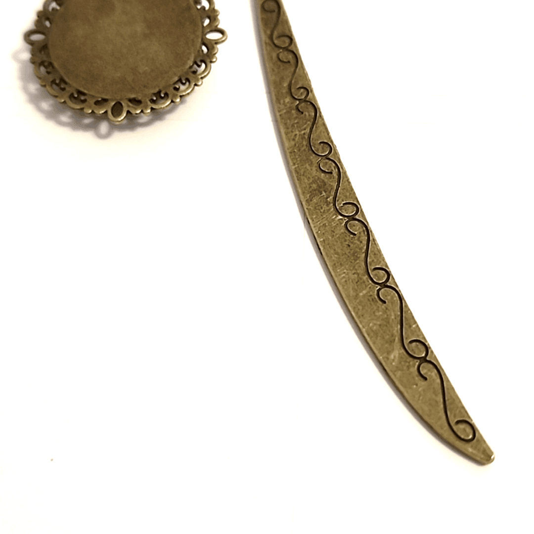 ~4.5” Bronze-tone Metal Hook Bookmark ~1” Iris Floral Dangle Pendant New - Thumbnail 5