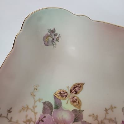 Bavaria Schumann Arzberg Germany Square Bowl Vintage WIld Rose Pattern Gold Gilt - Thumbnail 2