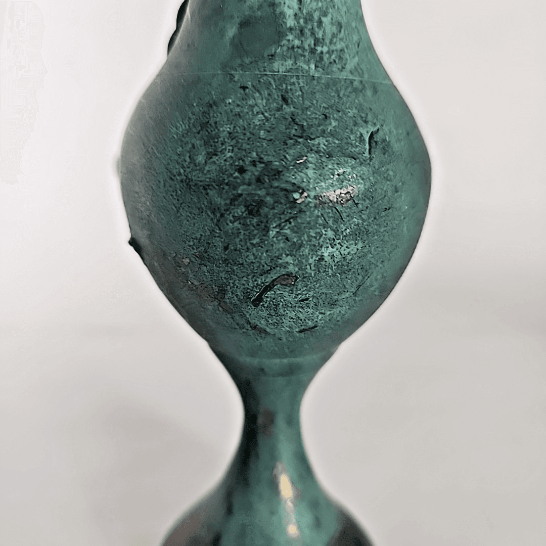 Vintage Small Brass Bud Vase Flare Rope Tassel Tie 5.5" blue patina Made India - Thumbnail 7