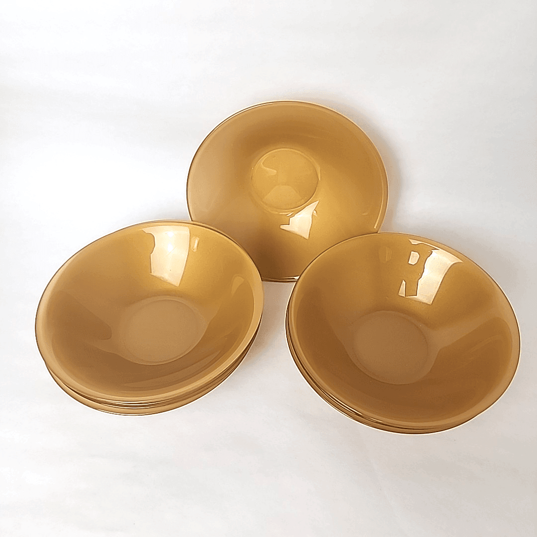 Arcopal "ARC" France Rare Color Champagne Gold Set of 8 Bowls Vintage - Thumbnail 2