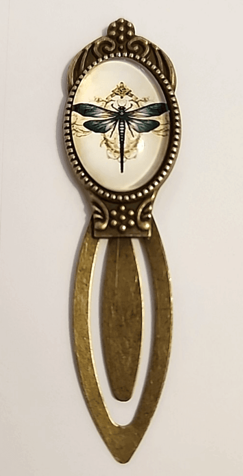 Antique-style Bronze Colored Dragonfly Bookmark ~3.2"
