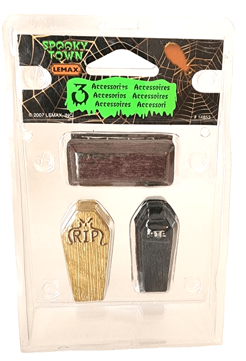 LEMAX Spooky Town Set of 3 Coffins 2007 New In Packaging #14853