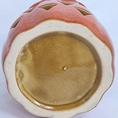 Ceramic Orange Owl Tea Light Holder Metal Handle Halloween Fall Decor Cute Fun - Thumbnail 7