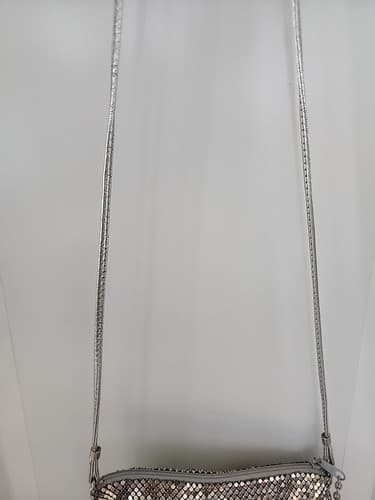 Whiting and Davis Silver Mesh Disco Vintage Purse Crossbody Over Shoulder - Thumbnail 11