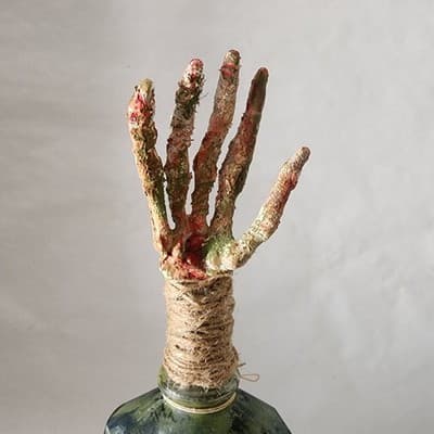 Zombie Brew Apothecary Bottle Halloween Decor Green Handcrafted Weighted - Thumbnail 6